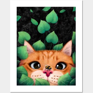 Cat in the leaves Posters and Art